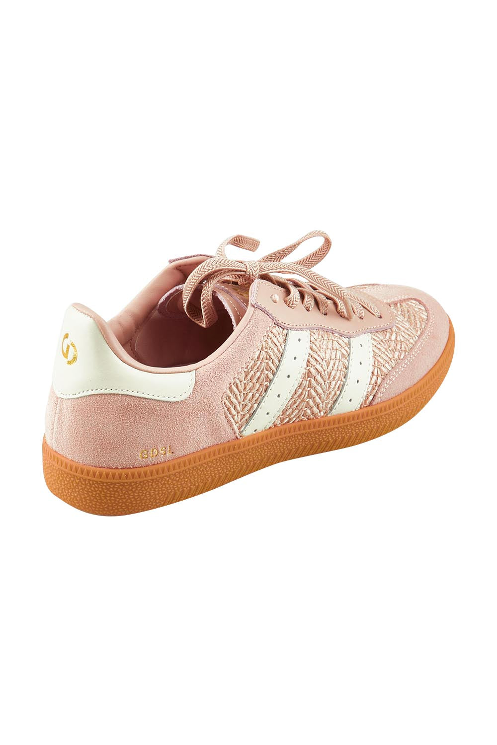 Product shot of the 2001 Parallel Suede Sneaker in colour Cameoraffi (Pink), from the back