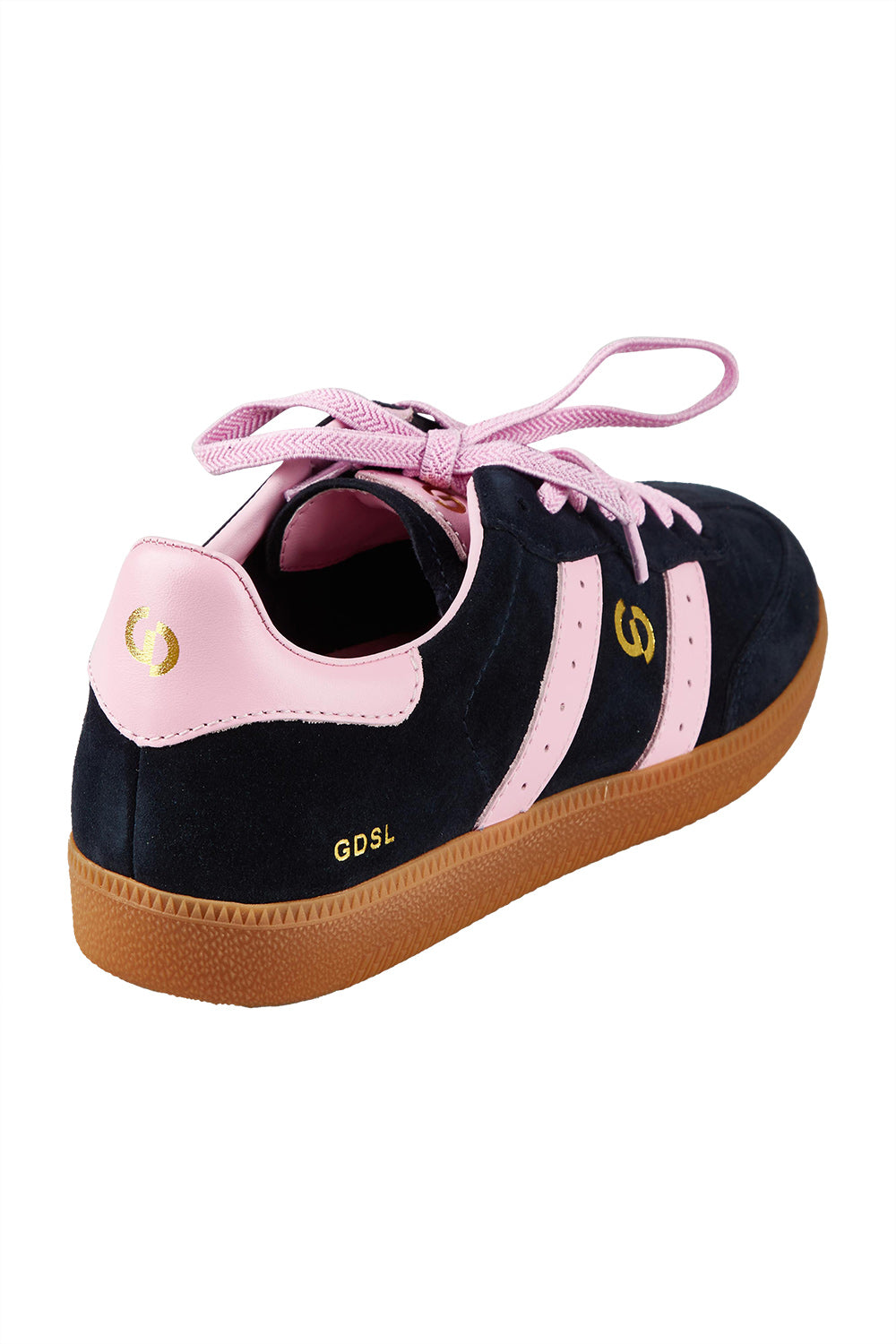 Product shot of the 2001 Parallel Suede Sneaker in colour Navypink (Blue), from the back