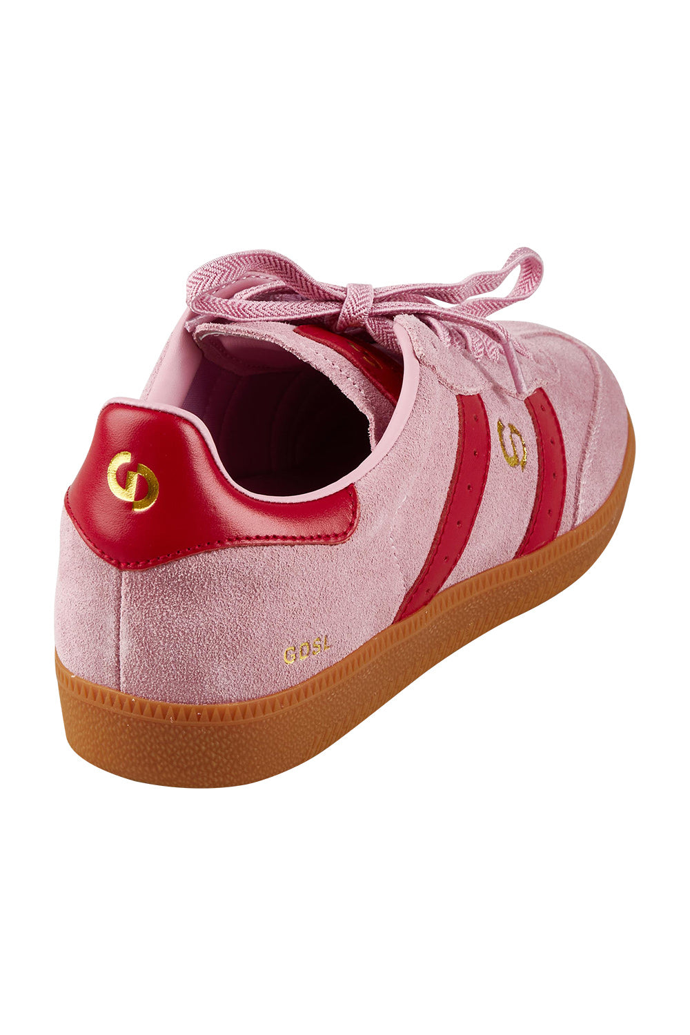 Product shot of the 2001 Parallel Suede Sneaker in colour Pinkred (Pink), from the back