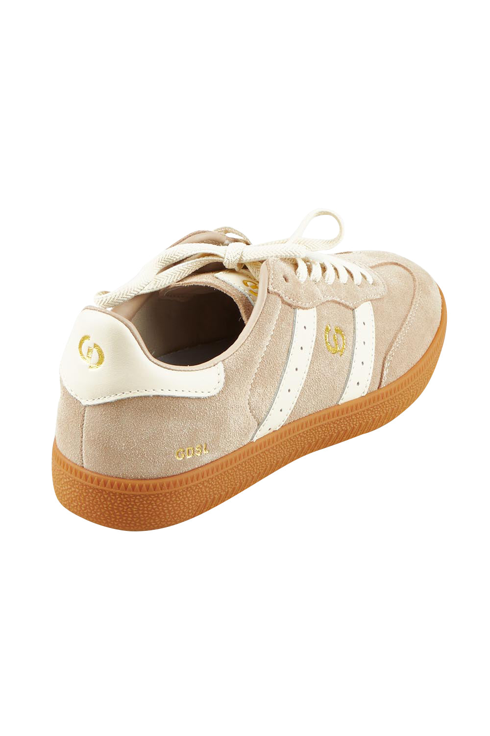Product shot of the 2001 Parallel Suede Sneaker in colour Troptaupe, from the back