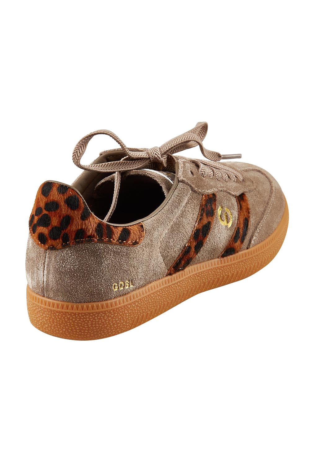 Product shot of the 2001 Parallel Suede Sneaker in colour Walleopard, from the back