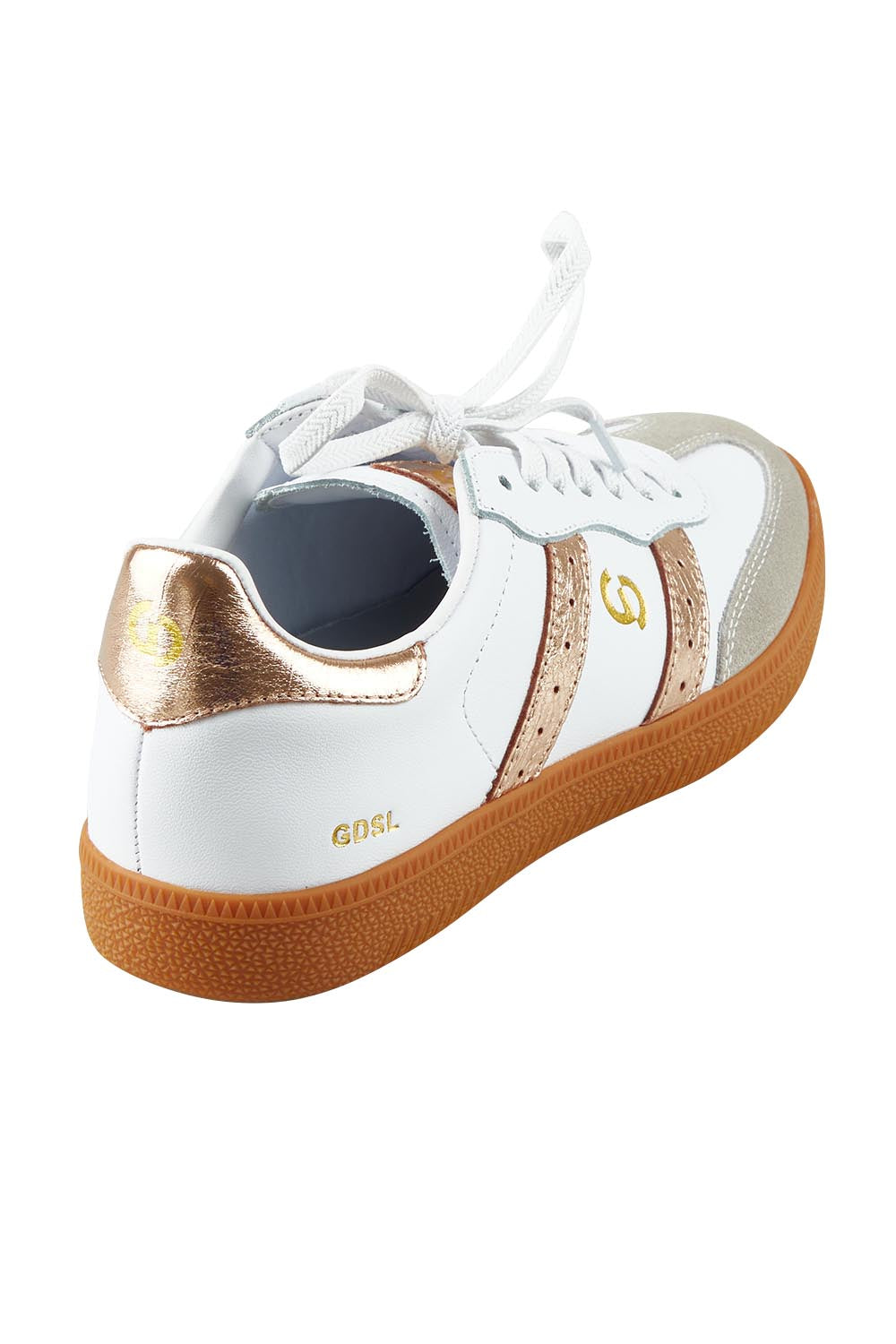 Product shot of the 2001 Parallel Suede Sneaker in colour Whiterose (White), from the back
