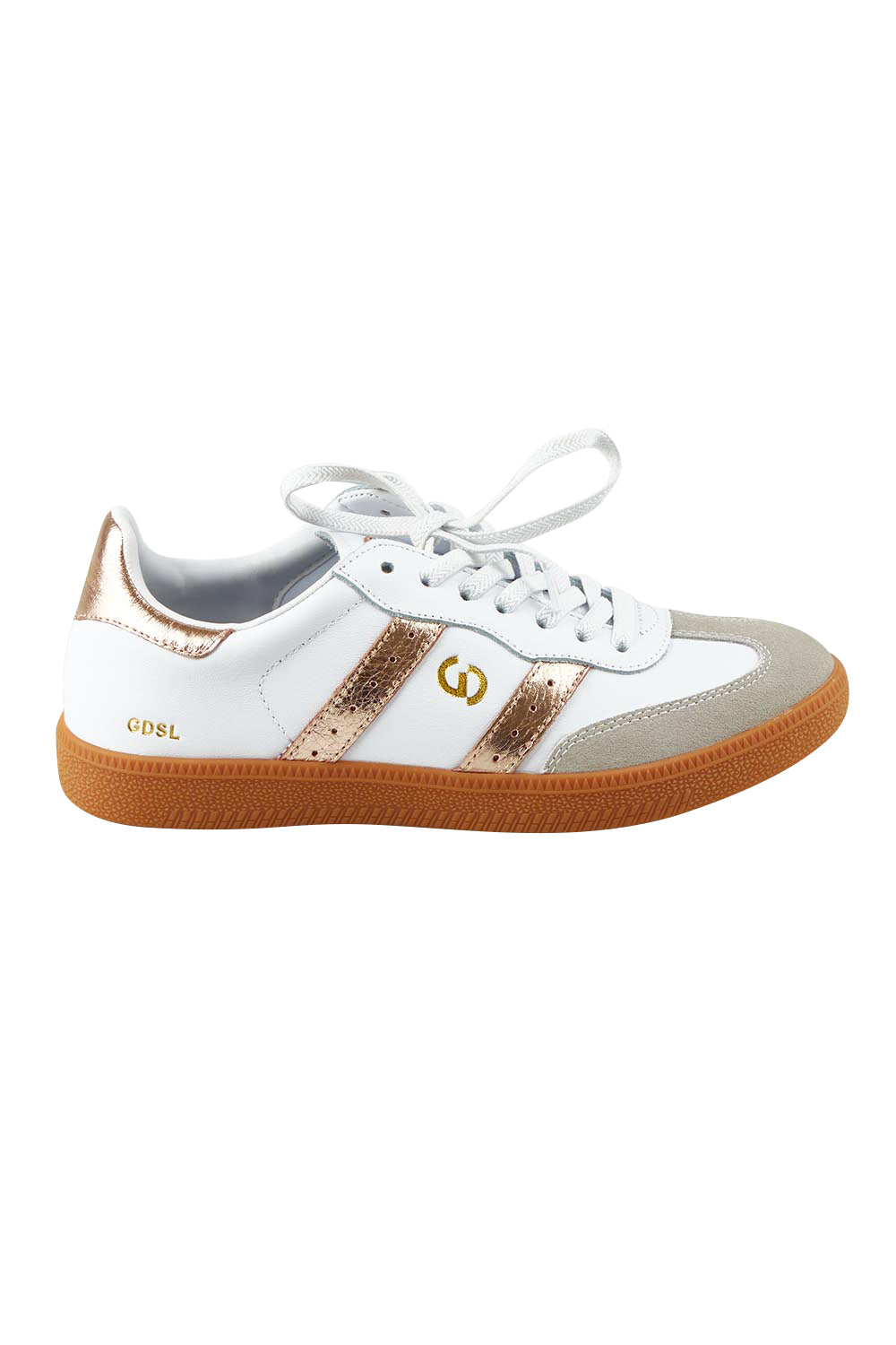 Product shot of the 2001 Parallel Suede Sneaker in colour Whiterose (White), from the front