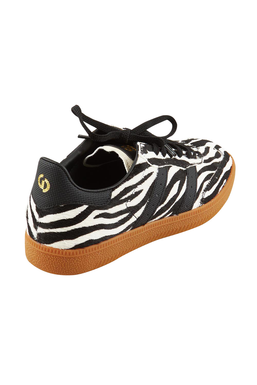 Product shot of the 2001 Parallel Suede Sneaker in colour Zebra (White), from the back