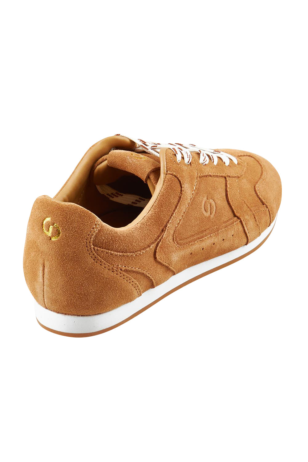Product shot of the 3001 Balance Suede Sneaker in colour Cubansand, from the back