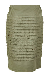 Product shot of the Cotton Twill Skirt in colour Khaki (Green), from the back