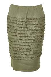Product shot of the Cotton Twill Skirt in colour Khaki (Green), from the front