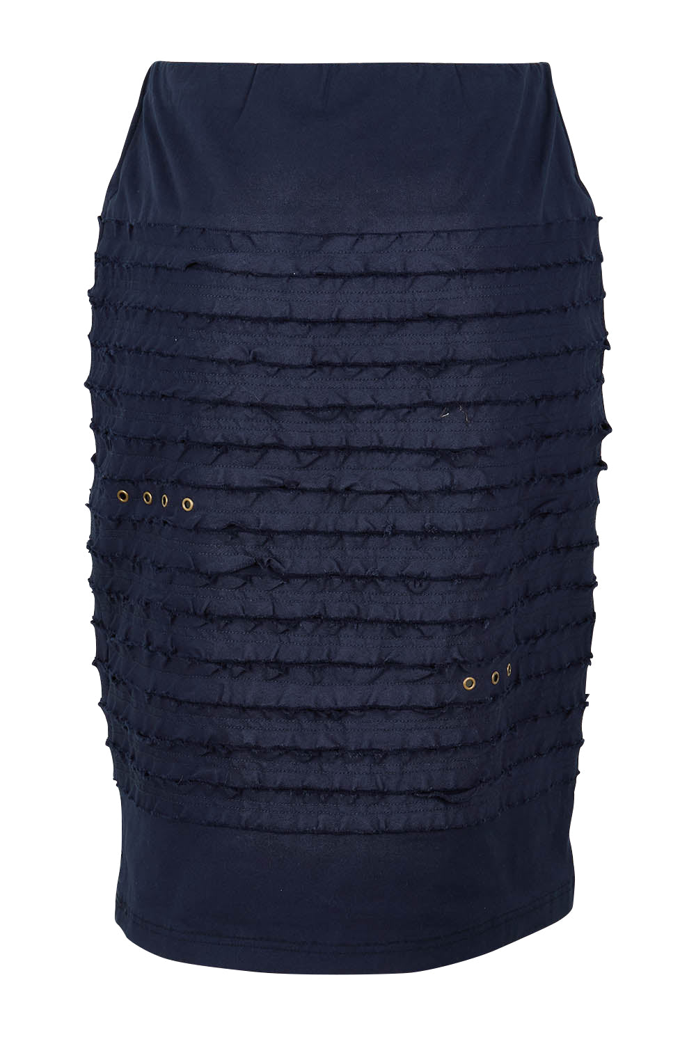 Product shot of the Cotton Twill Skirt in colour Navy (Blue), from the back