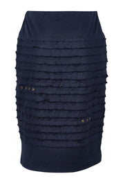 Product shot of the Cotton Twill Skirt in colour Navy (Blue), from the back