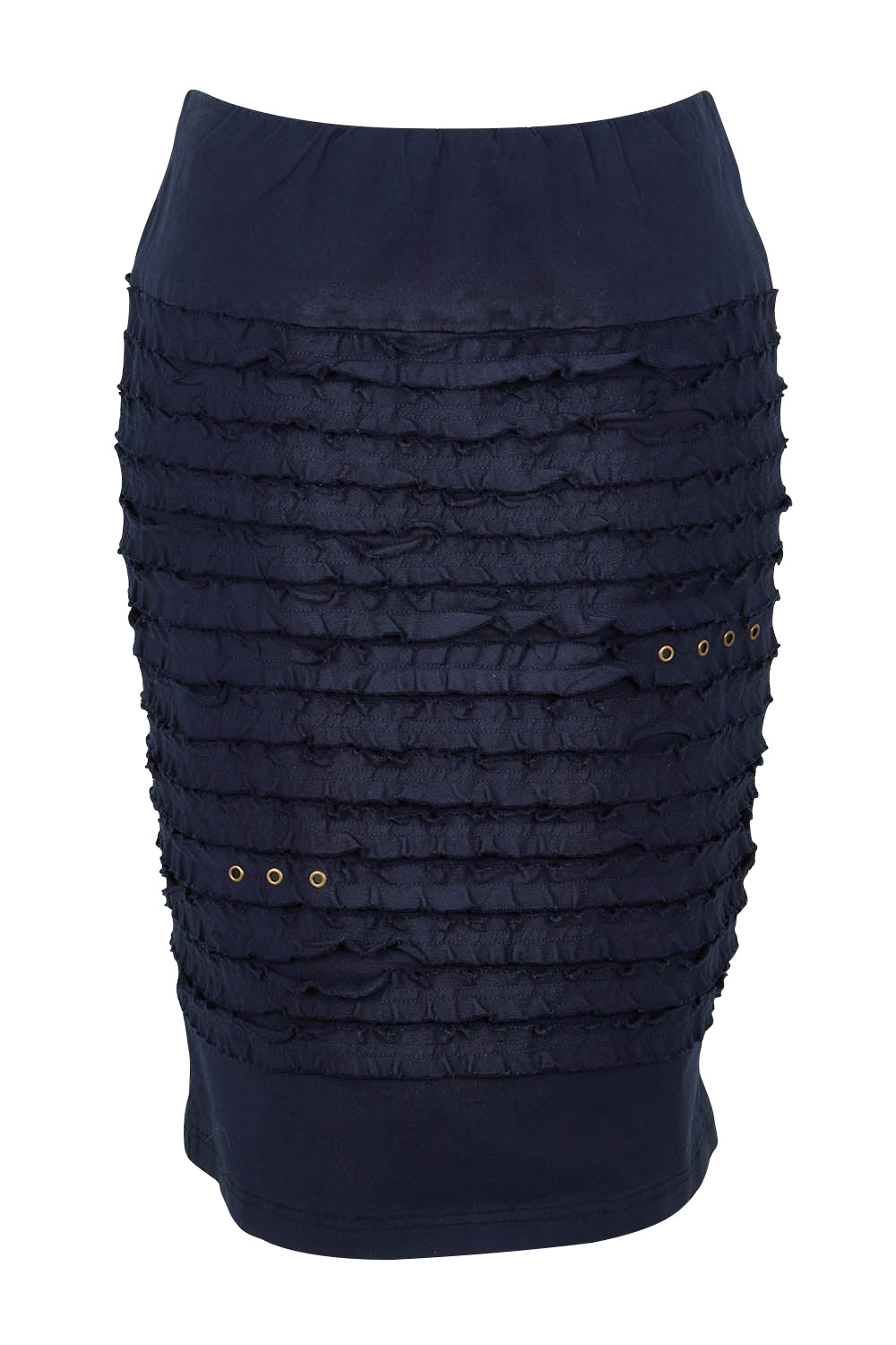 Product shot of the Cotton Twill Skirt in colour Navy (Blue), from the front