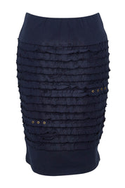 Product shot of the Cotton Twill Skirt in colour Navy (Blue), from the front