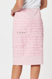 A model wearing the Cotton Twill Skirt in colour Pink (Pink), from the back