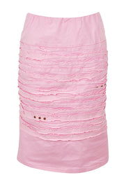 Product shot of the Cotton Twill Skirt in colour Pink (Pink), from the front