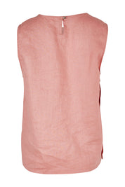 Product shot of the Side Button Cami in colour Mango (Pink), from the back