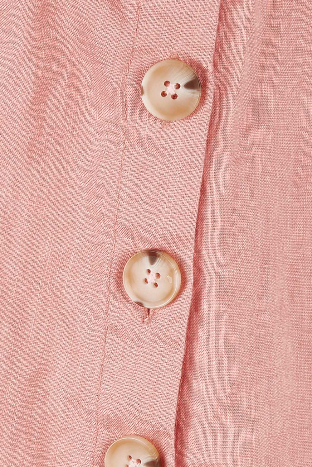 Product shot of the Side Button Cami in colour Mango (Pink), detail