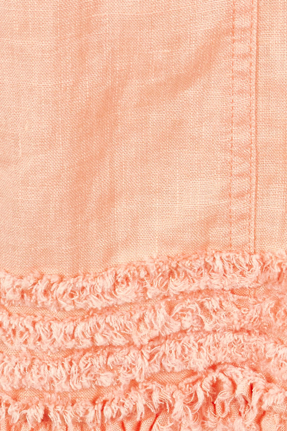 Product shot of the Frill Hem Pull On Linen Skirt in colour Mandarine, detail