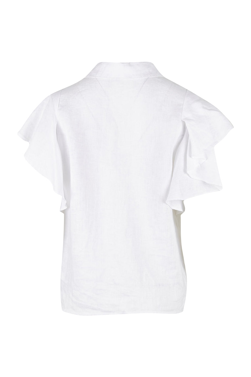 Product shot of the Ruffle Sleeve Shirt in colour White (White), from the back