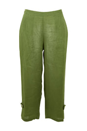 Product shot of the Side Button Pant in colour Green (Green), from the front