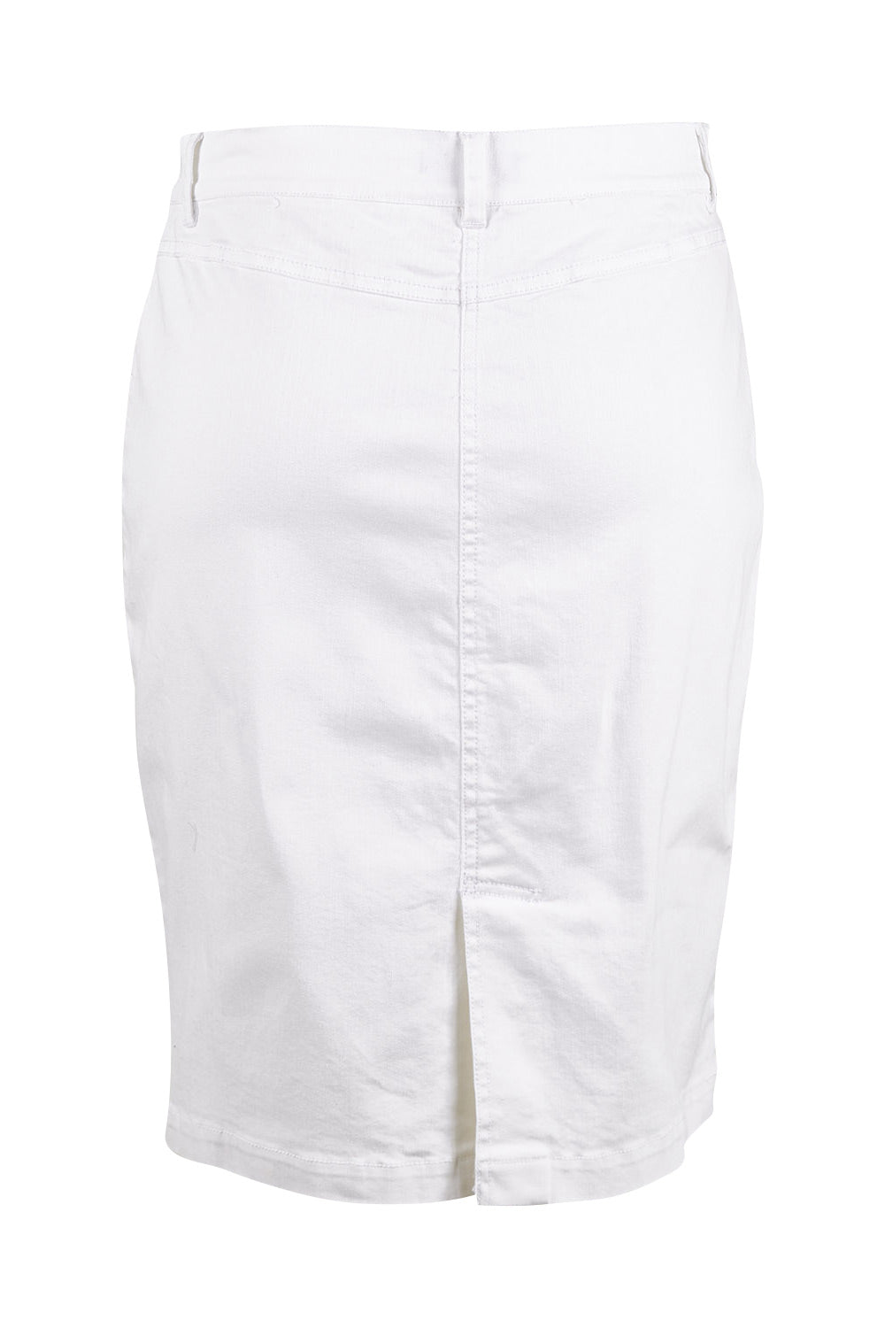 Product shot of the Miracle Denim Skirt in colour White (White), from the back