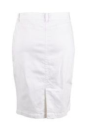 Product shot of the Miracle Denim Skirt in colour White (White), from the back