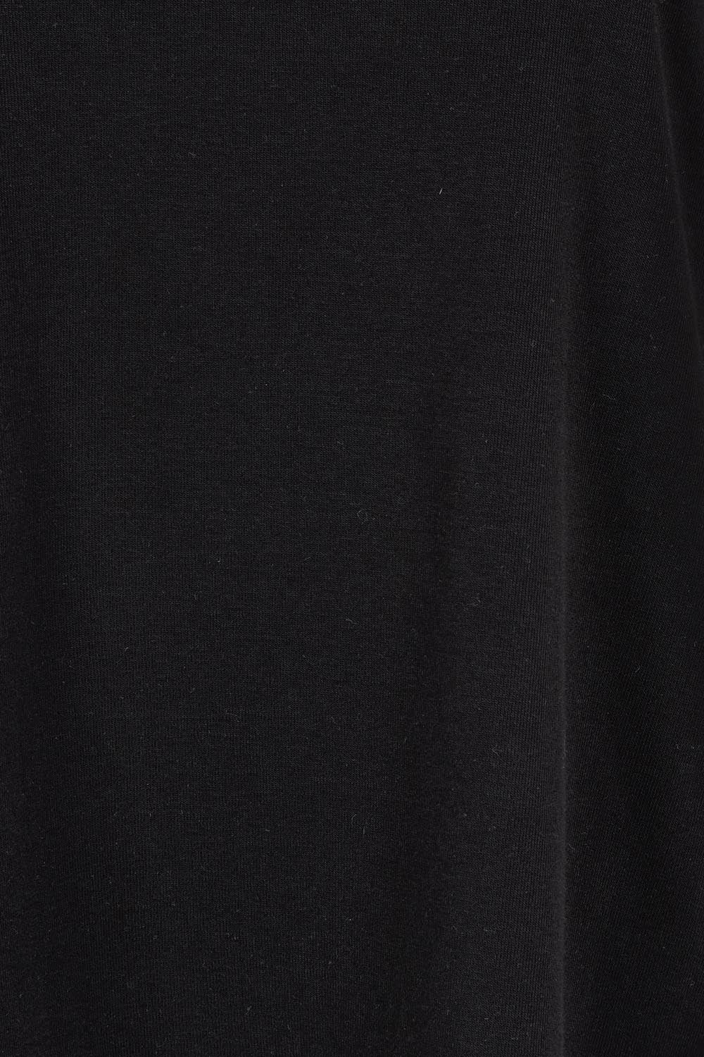 Product shot of the Crew Neck Long Sleeve Cotton Top in colour Black (Black), detail