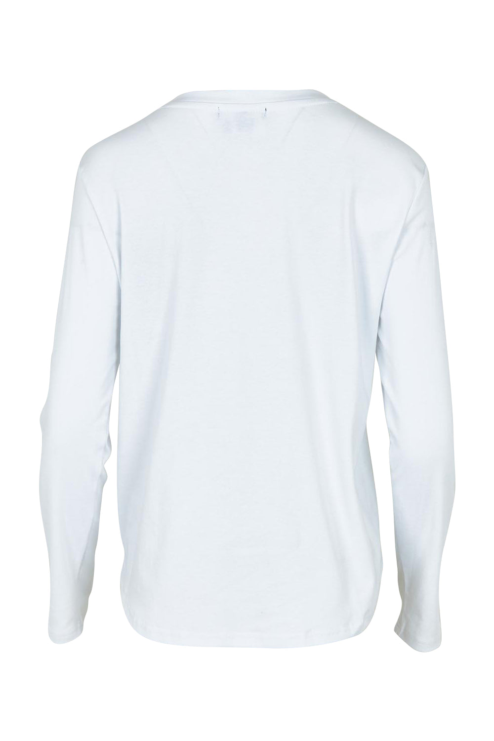 Product shot of the Crew Neck Long Sleeve Cotton Top in colour White (White), from the back
