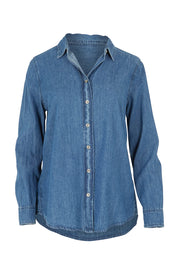 Product shot of the Denim Shirt in colour Denim (Blue), from the front