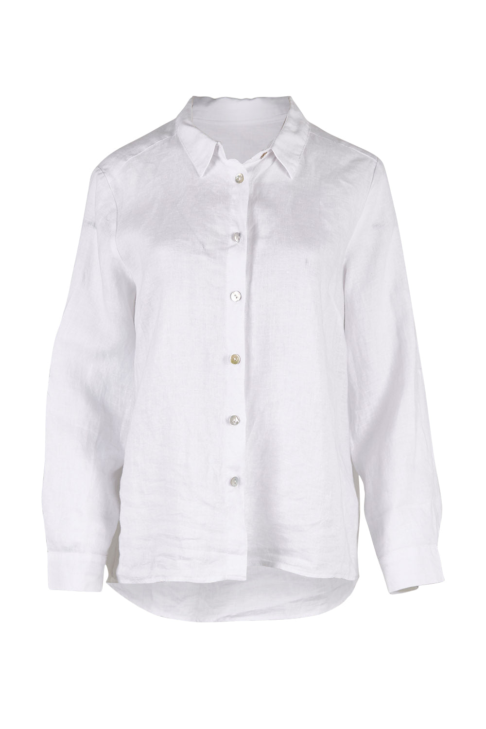 Product shot of the Classic Linen Shirt in colour White (White), from the front