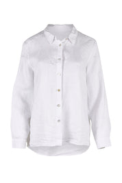 Product shot of the Classic Linen Shirt in colour White (White), from the front