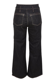 Product shot of the Hudson Wide Leg Jean - Black in colour Black, from the back