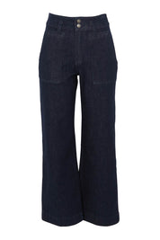 Product shot of the Hudson Wide Leg Jean in colour Darkdenim (Blue), from the front