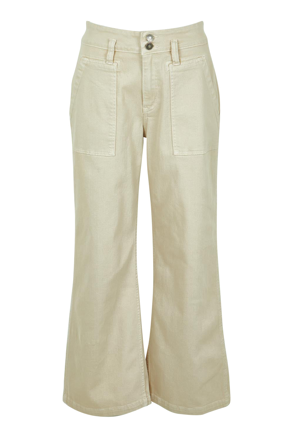Product shot of the Hudson Wide Leg Jean in colour Natural, from the front