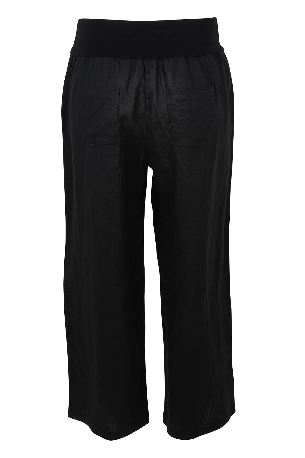 Product shot of the Classic Wide Leg Linen Pant in colour Black (Black), from the back