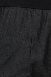 Product shot of the Classic Wide Leg Linen Pant in colour Black (Black), detail