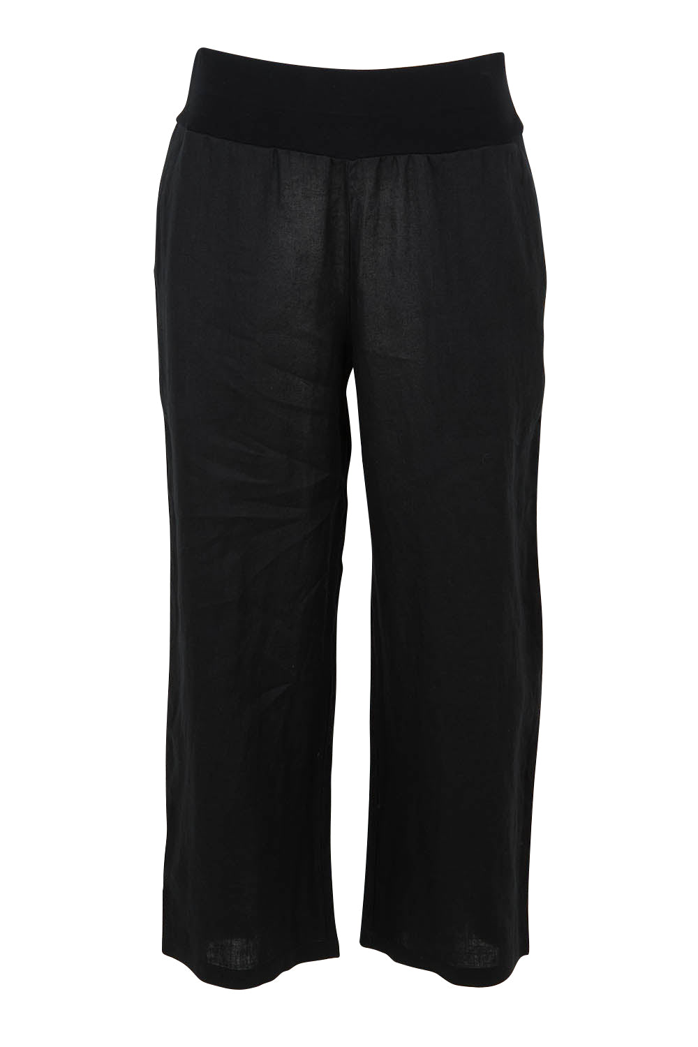 Product shot of the Classic Wide Leg Linen Pant in colour Black (Black), from the front