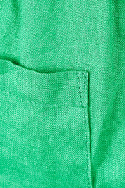 Product shot of the Classic Wide Leg Linen Pant in colour Emerald (Green), detail