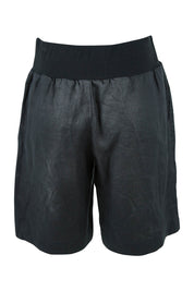 Product shot of the Jersey Waist Linen Short in colour Black (Black), from the back