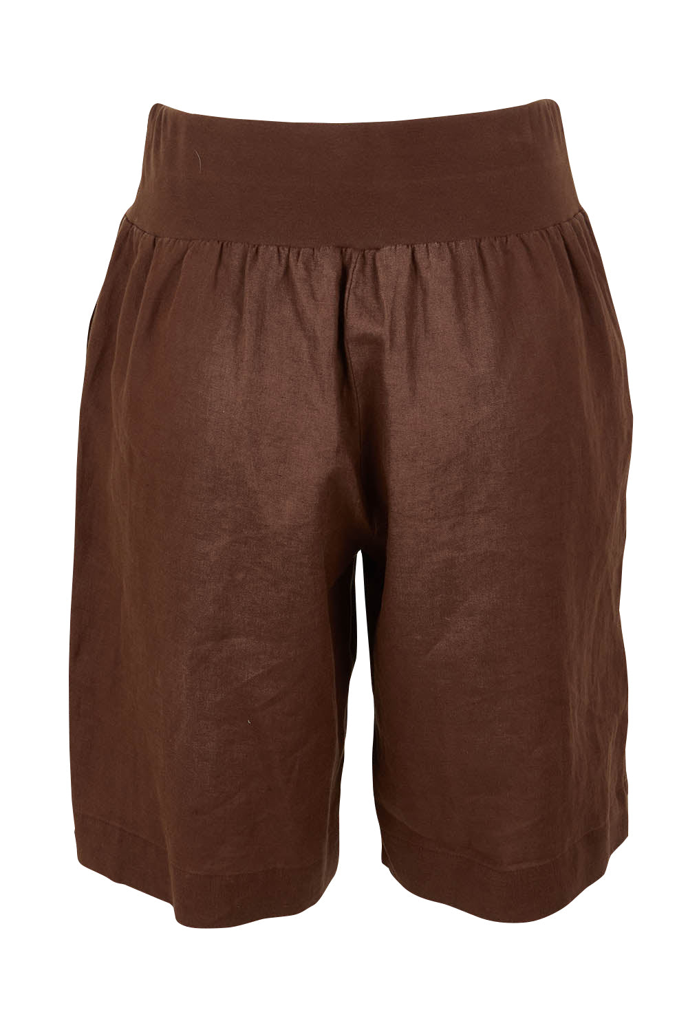 Product shot of the Jersey Waist Linen Short in colour Koko, from the back