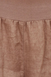 Product shot of the Jersey Waist Linen Short - Mocha in colour Mocha, showing detail