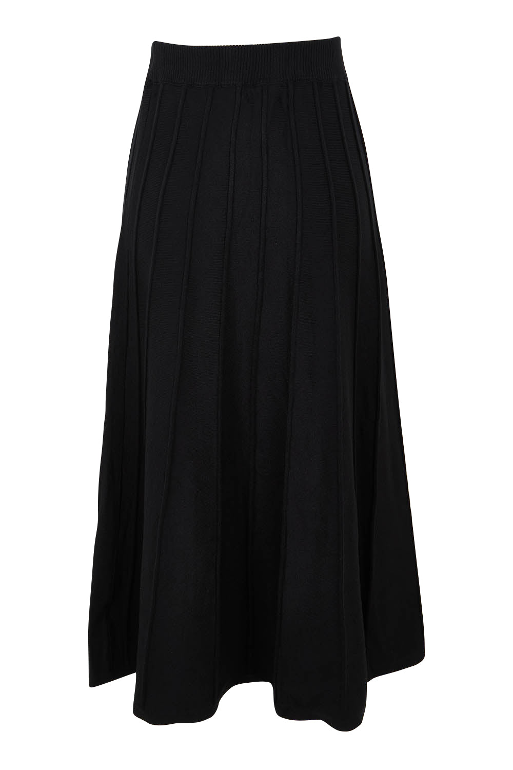 Product shot of the Kate Knit Long Skirt in colour Black (Black), from the back
