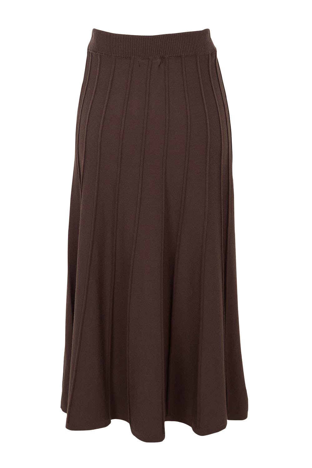 Product shot of the Kate Knit Long Skirt in colour Chocolate, from the back