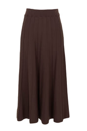 Product shot of the Kate Knit Long Skirt in colour Chocolate, from the front