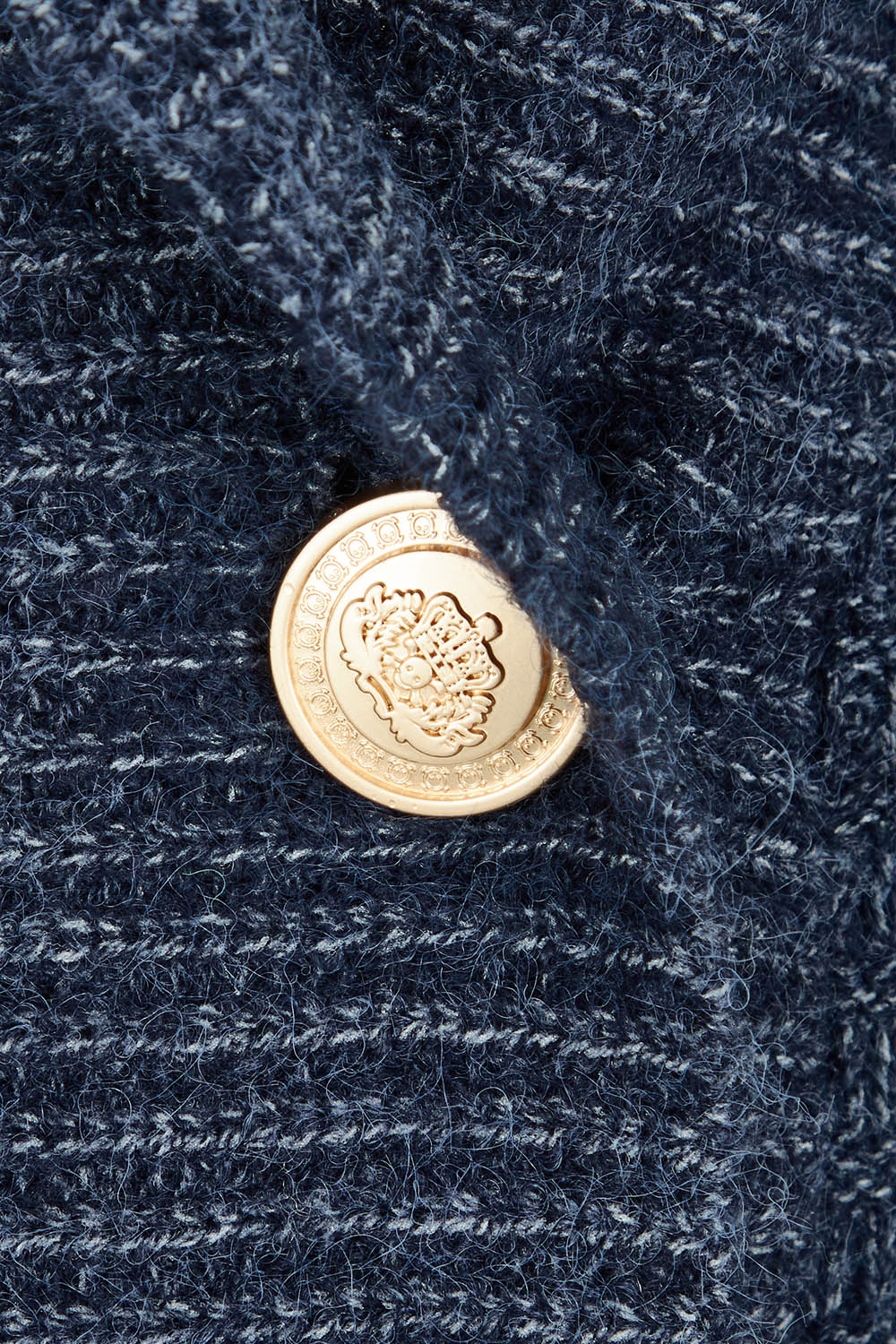 Product shot of the Violet Knit Cardigan in colour Navy (Blue), detail
