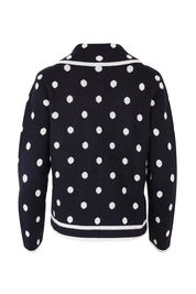 Product shot of the Ascot Cardigan in colour Navy (Blue), from the back