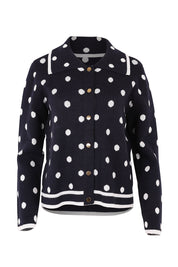 Product shot of the Ascot Cardigan in colour Navy (Blue), from the front