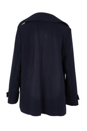 Product shot of the Chelsea Jacket in colour Navy (Blue), from the back