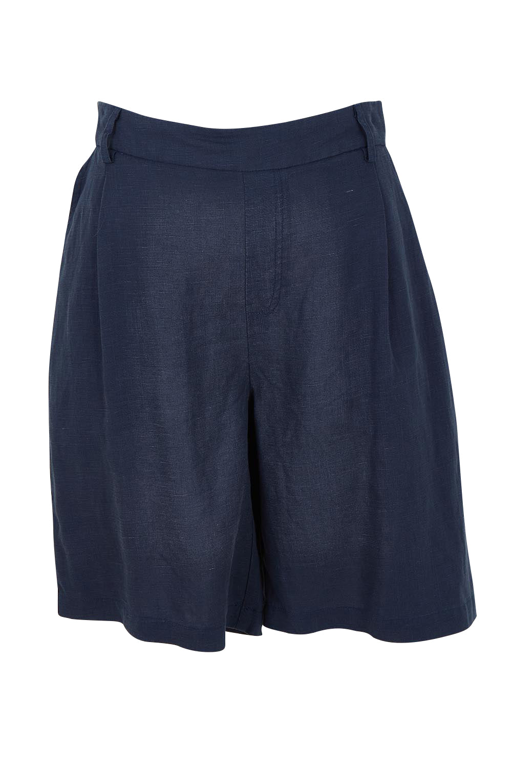 Product shot of the Lino Linen Blend Shorts in colour Navy (Blue), from the front