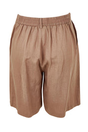 Product shot of the Lino Linen Blend Shorts in colour Nutmeg, from the back