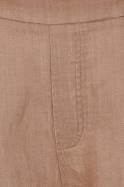 Product shot of the Lino Linen Blend Shorts in colour Nutmeg, detail