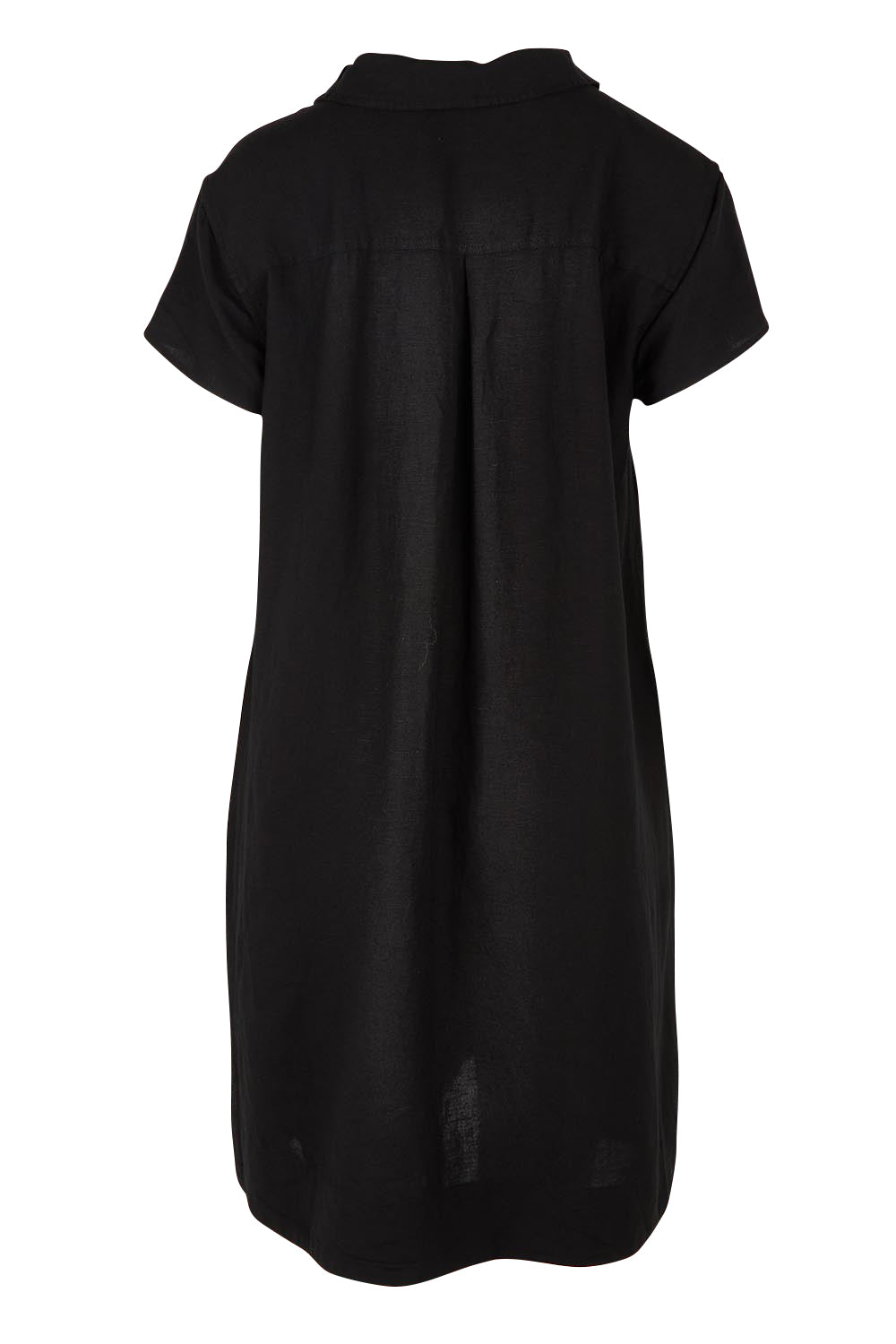 Product shot of the Delta Lino Linen Blend Dress in colour Black (Black), from the back